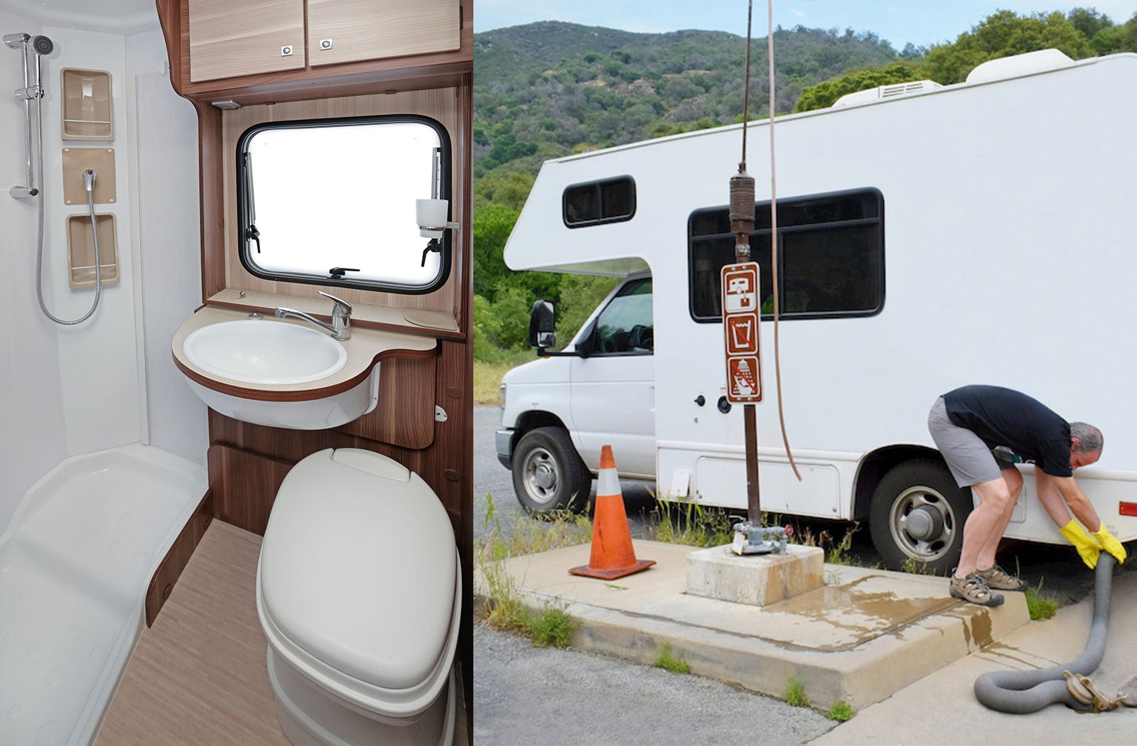 Portable RV/camper toilet and holding tank setup in Eau Claire, Wisconsin